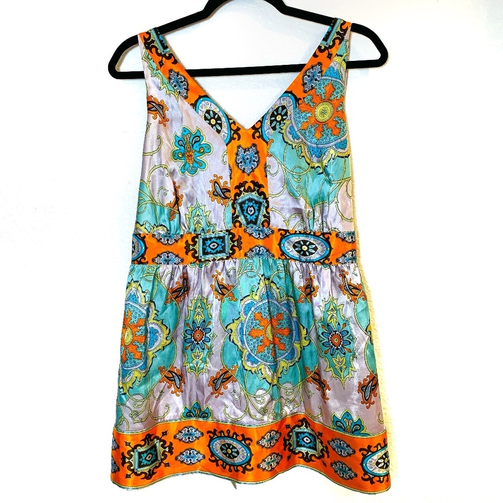 Babydoll Satin Top 18W 90's Y2K Blue Orange Gray Tank Top Vintage‎ Side Zipper